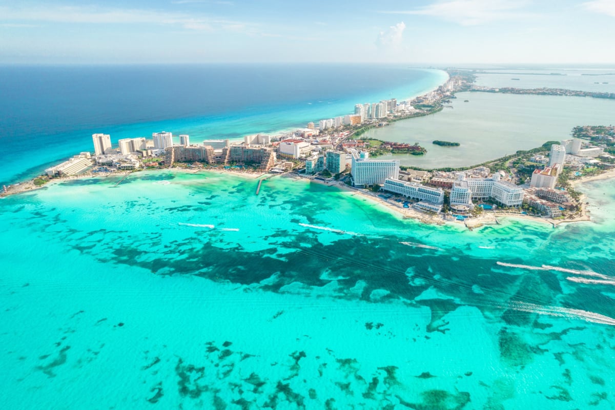 Aerial view of Cancun